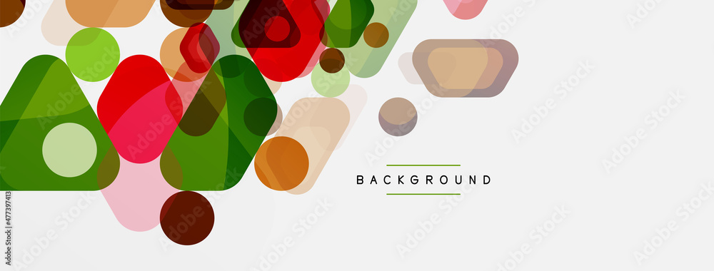 Color bubbles and rounded geometric shapes on white. Vector geometric minimal abstract background for wallpaper, banner, background, landing page Color bubbles and rounded geometric shapes on white. Vector geometric minimal abstract background for wallpaper, banner, background, landing page