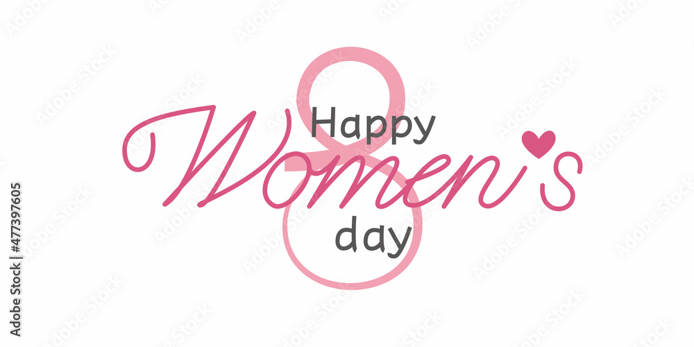 Happy Women's day lettering for banner, frame, card, poster design. International Women's day Calligraphy.
Vector illustration.