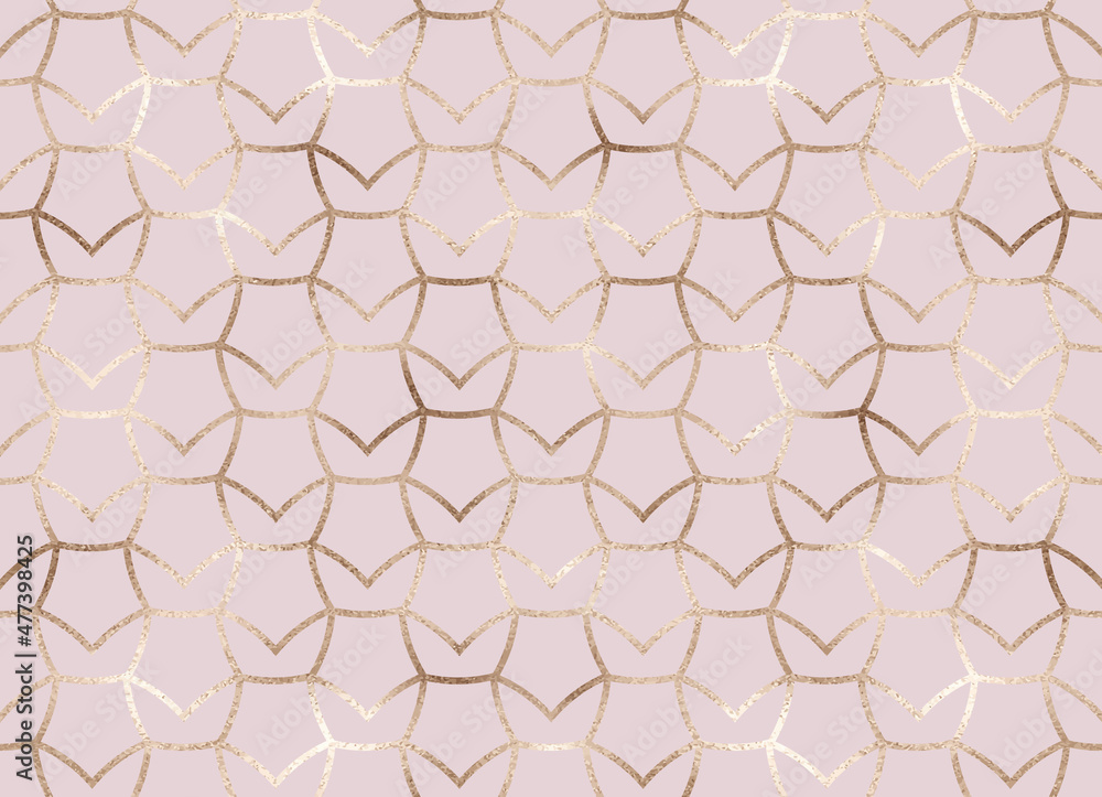 Fototapeta premium Geometric seamless pattern with gold decorative grid.