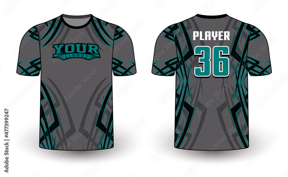 Naklejka premium Sports gear template mockup perfect fit for all sports. The designs that go on casual wear, shirts, fashions apparel, and all kinds of team uniform