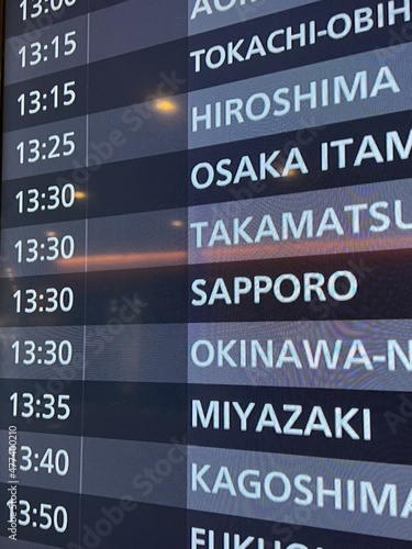 flight information board in Tokyo Haneda airport