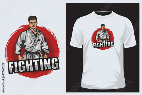 A karate knight prepares for battle for t shirt and sticker design