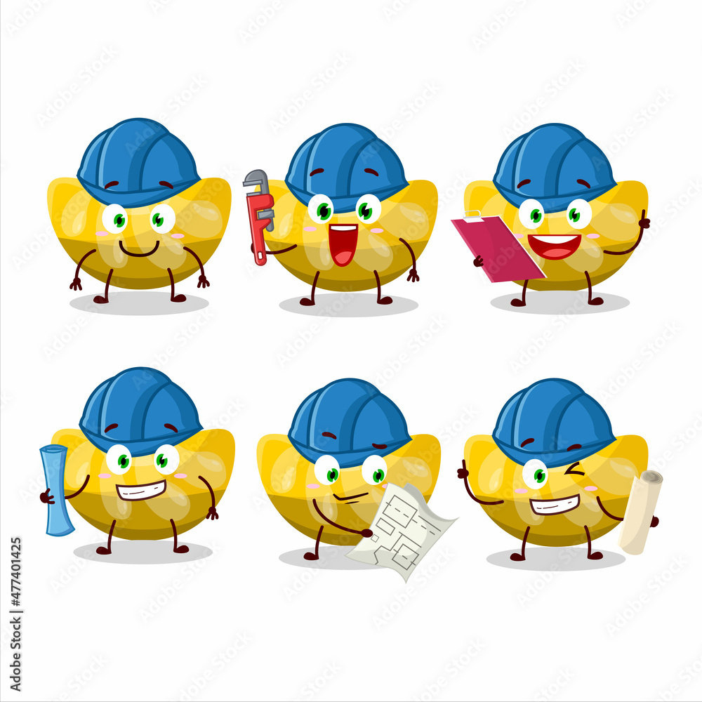 architect orange gummy candy cute mascot character with pliers architect orange gummy candy cute mascot character with pliers