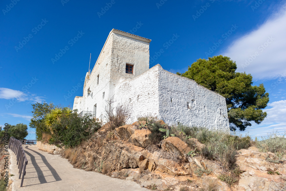 Viewpoint located in the court of the city of Sagunto España, in the community of Valencia Spain. Blue sky. Sunny day.