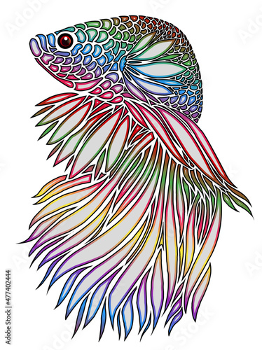 Beautiful gradient colourful betta fish design  illustration for wallpaper background ads clothing or presentation template