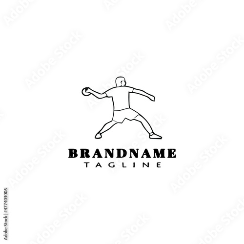 discus thrower logo cartoon icon design template black isolated vector illustration
