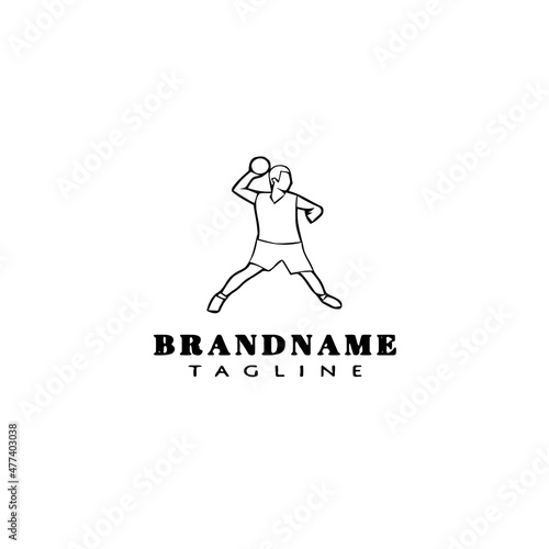 discus thrower logo cartoon icon design template black isolated vector illustration