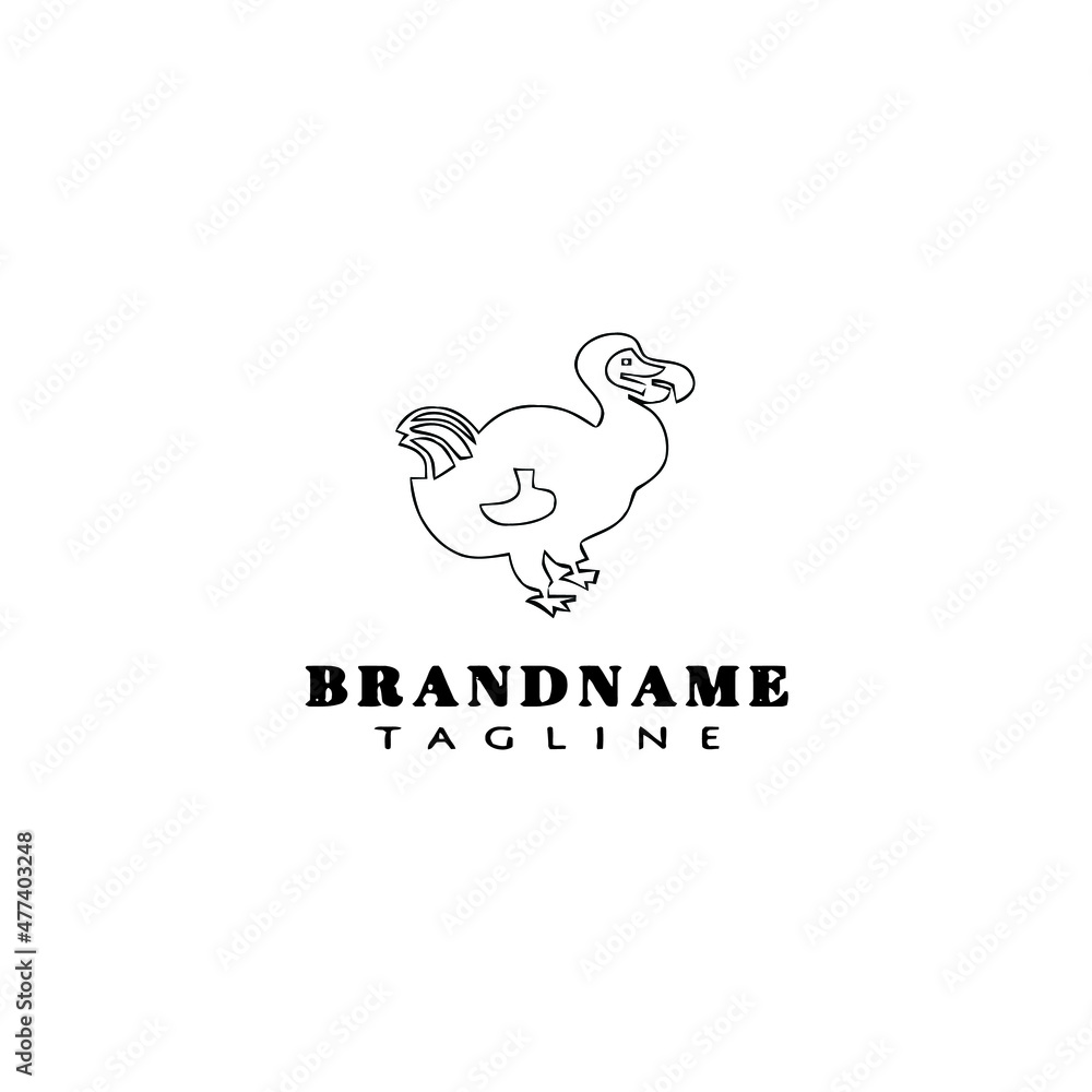 dodo bird cartoon logo template icon design black isolated vector illustration dodo bird cartoon logo template icon design black isolated vector illustration