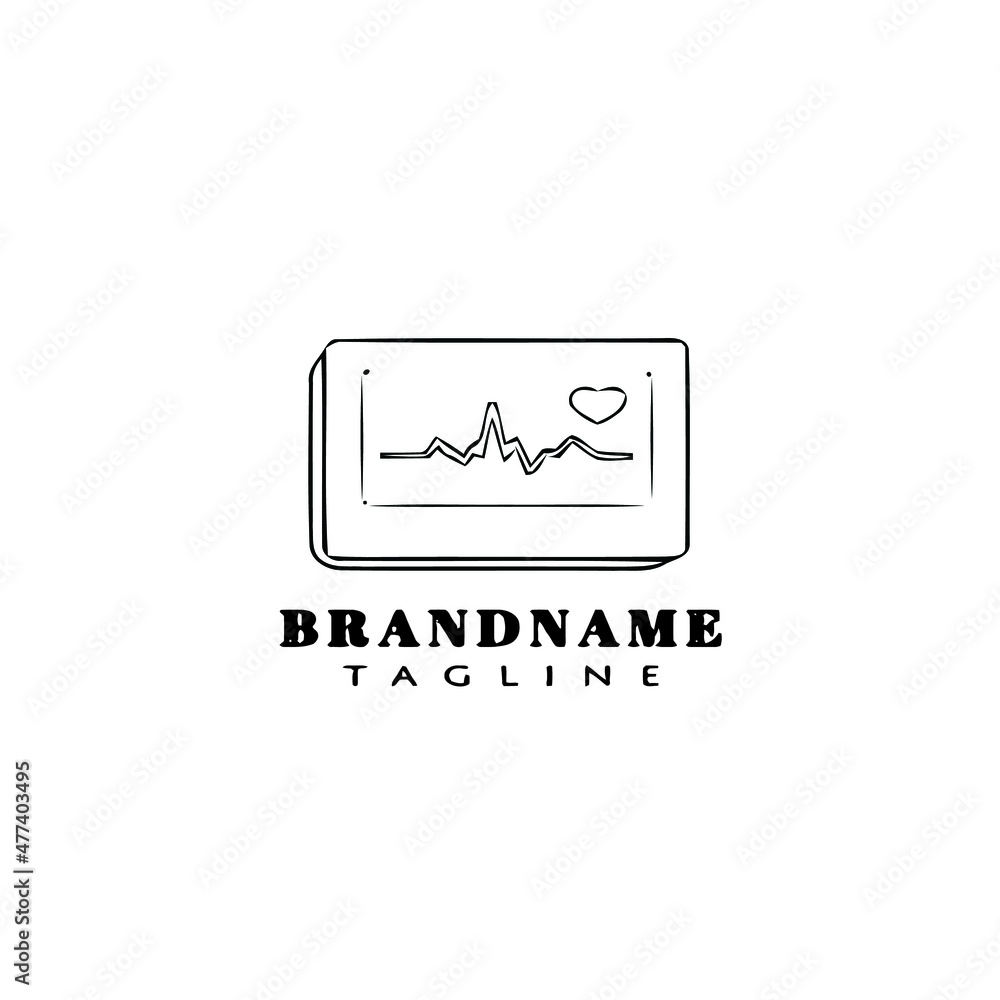 heart monitor logo cartoon design icon black isolated vector