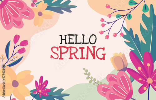 Rectangle Spring Flower Floral Plant Frame Card Vector Decoration