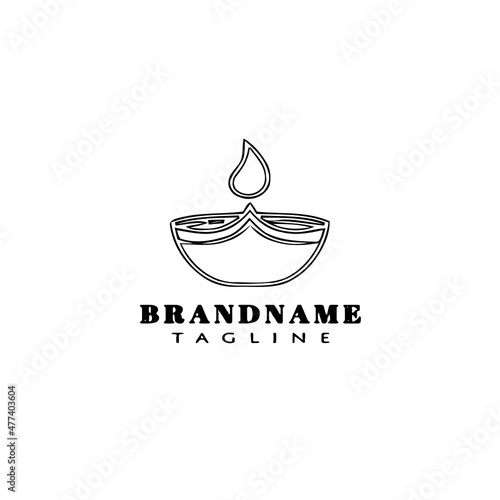 Happy Bhai Dooj, burning diya lamps lights logo cartoon icon design template isolated vector