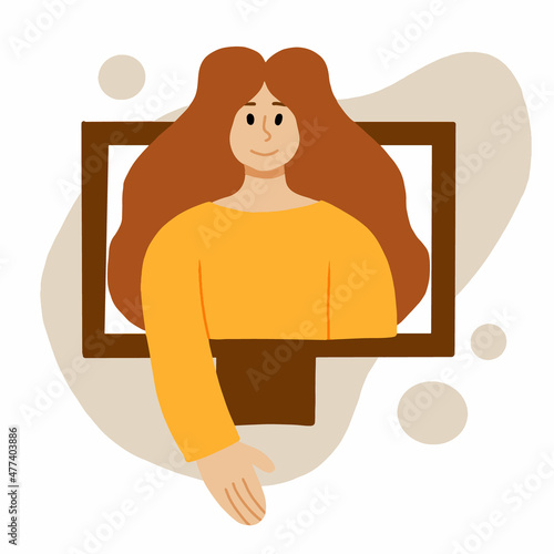 Vector illustration online psychological help and support service. Online therapy concept. Psychological counseling concept. Girl psychologist in the phone.