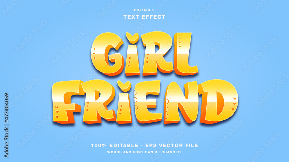 Girl Friend Cartoon Editable Text Effect
