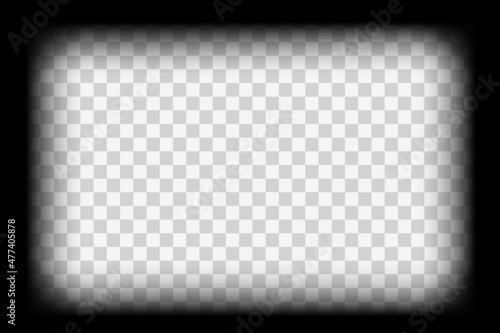 Old cinematic frame transparent overlay mockup. Blank film strip vector illustration.