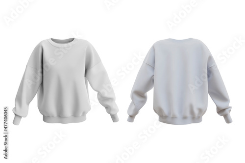 Fotografia White female sweatshirt with long sleeve mockup for your design isolated on white background