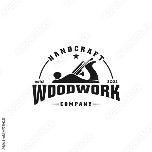 Vintage Woodworking Wood Fore Plane or Jack Plane Logo design