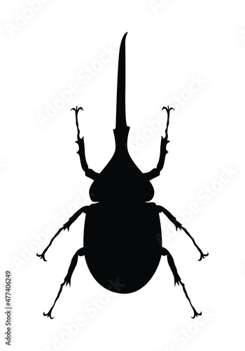 Hercules beetle silhouette vector isolated on white.