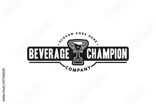 Trophy Cup Drink Beer Liquor for Sport Bar Cafe Tavern logo design