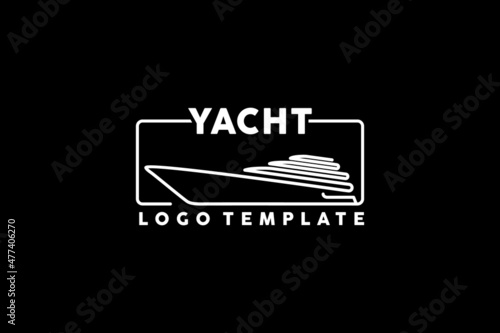 Yacht Cruise Logo with minimalist line art style 