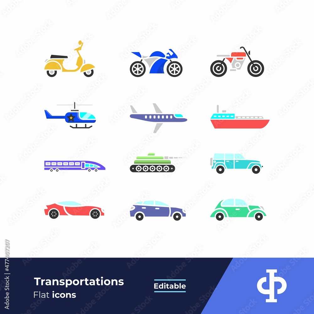Vector Graphic of transportation flat icon template