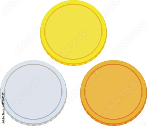 メダル　コイン　ポイント　金貨　銀貨　銅貨　硬貨　金メダル　銀メダル　銅メダル　三枚