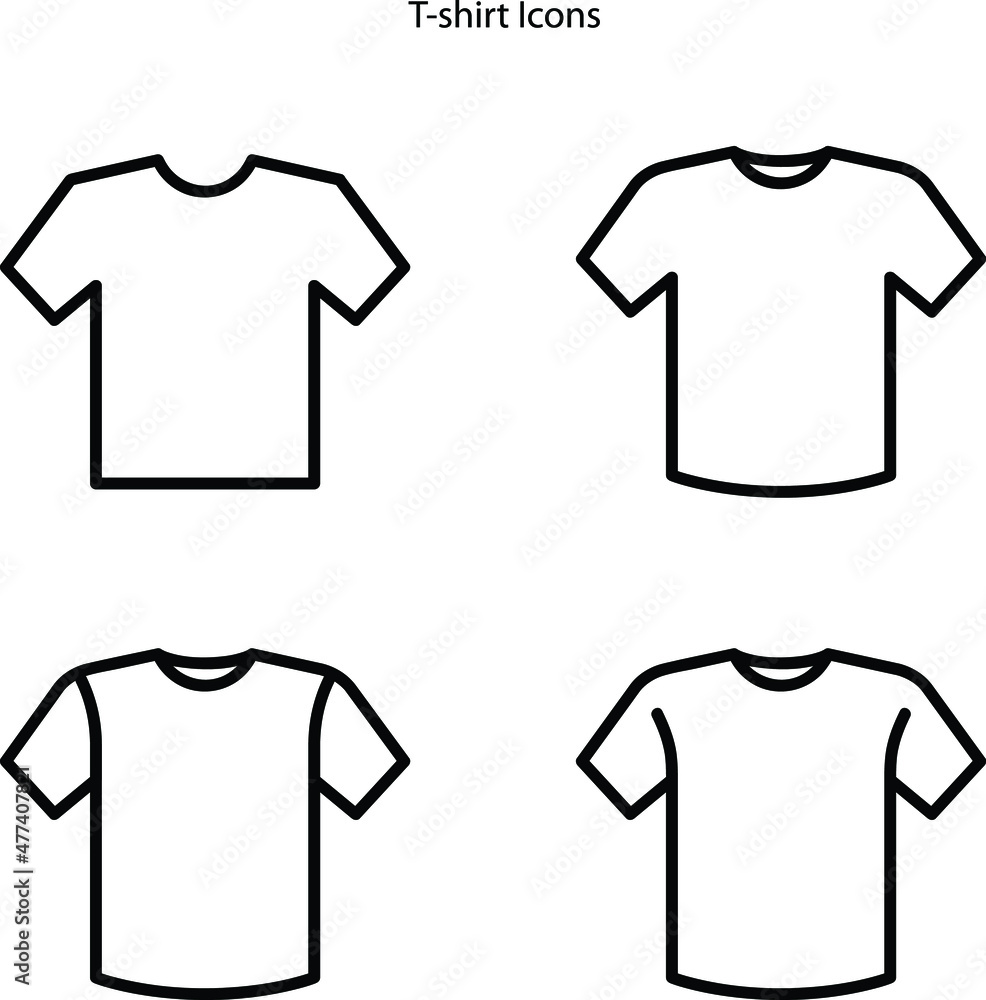 T Shirt Icons Set Isolated On White Background T Shirt Icon Thin Line 