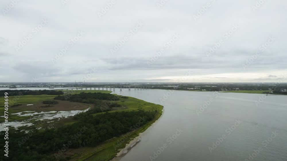Charleston South Carolina Aerial Bridge and Ocean Charleston South Carolina Aerial Bridge and Ocean