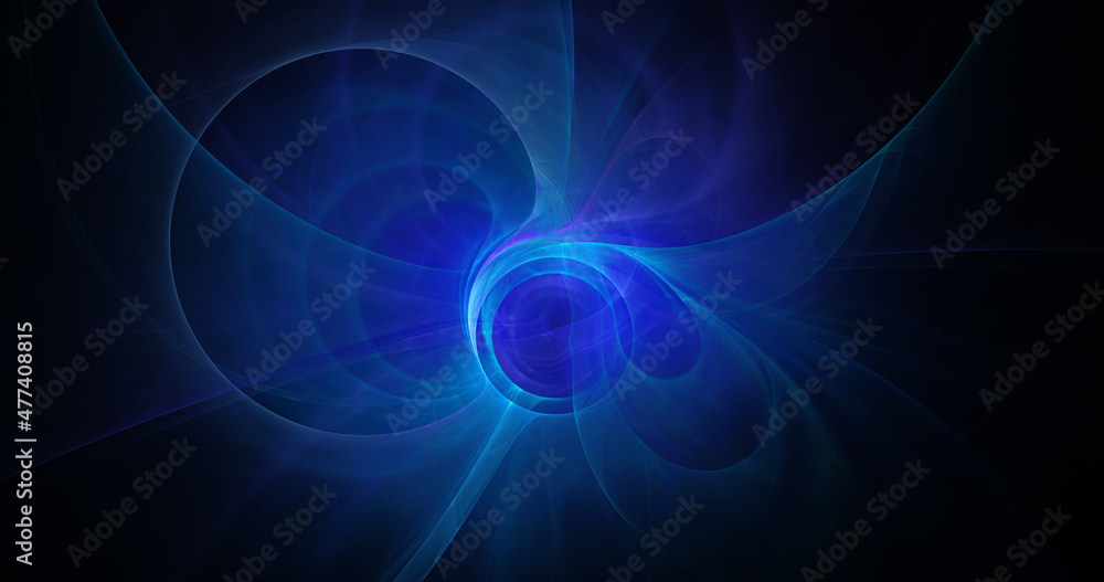 Abstract colorful shiny blue lines on darkblue background. Festive background. Digital fractal art. 3d rendering.