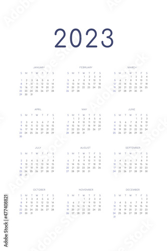 2023 calendar personal planner diary template in classic strict style. Monthly calendar individual schedule minimalism restrained design for business notebook. Week starts on sunday.