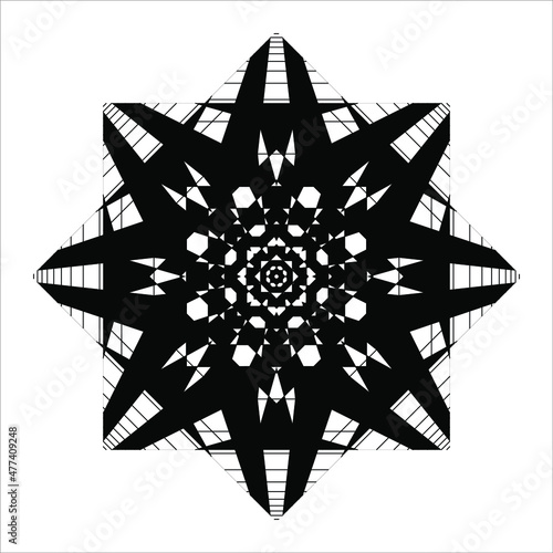 Black-White Optical Illusion, Can Use For Background, Decoration, Ornate, Carpet Motifs Pattern, Tile, Floor, Wallpaper, Wrapping, or Graphic Design Element. Vector Illustration photo