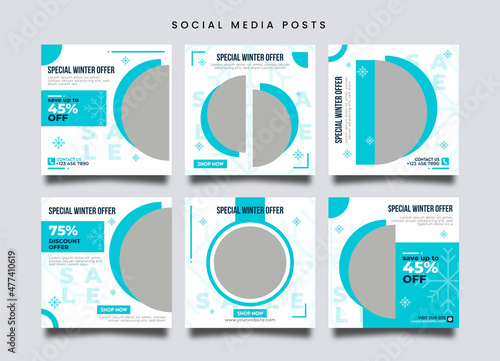 Winter sale social media post- Instagram banner design layout- Fashion post template design- Winter Holiday Fashion Sale Social Media Post Layout Set
