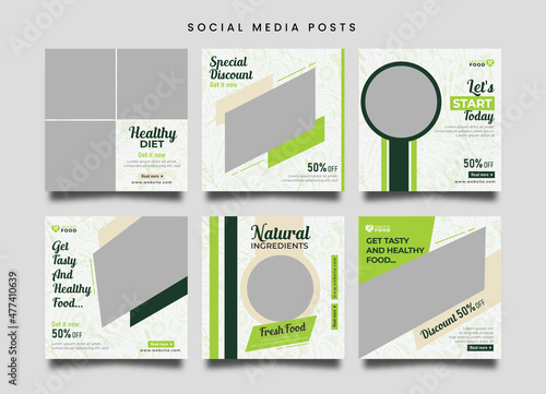 Healthy food restaurant social media post- Instagram advertising banner- Square size post template