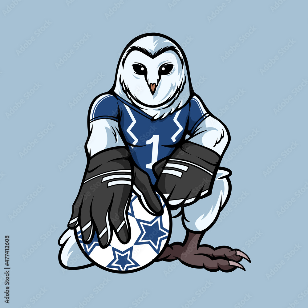 An owl being a goal keeper illustration