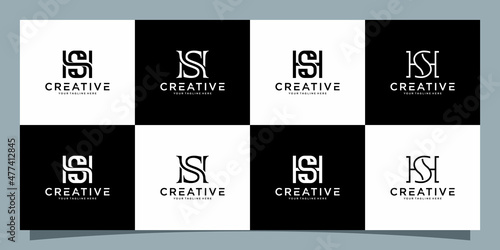 Set bundle of monogram logo design initial letter HS Premium Vector