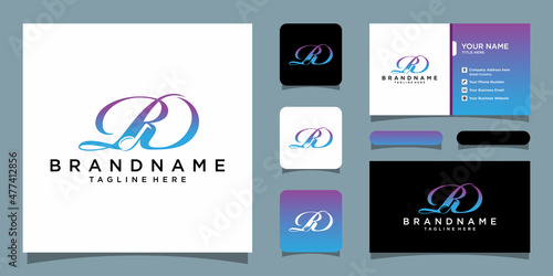 Initial RD letter with music vector logo and business card design template