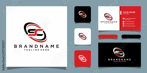 Initial letter template SC logo or CS logo in a circle with business card design template