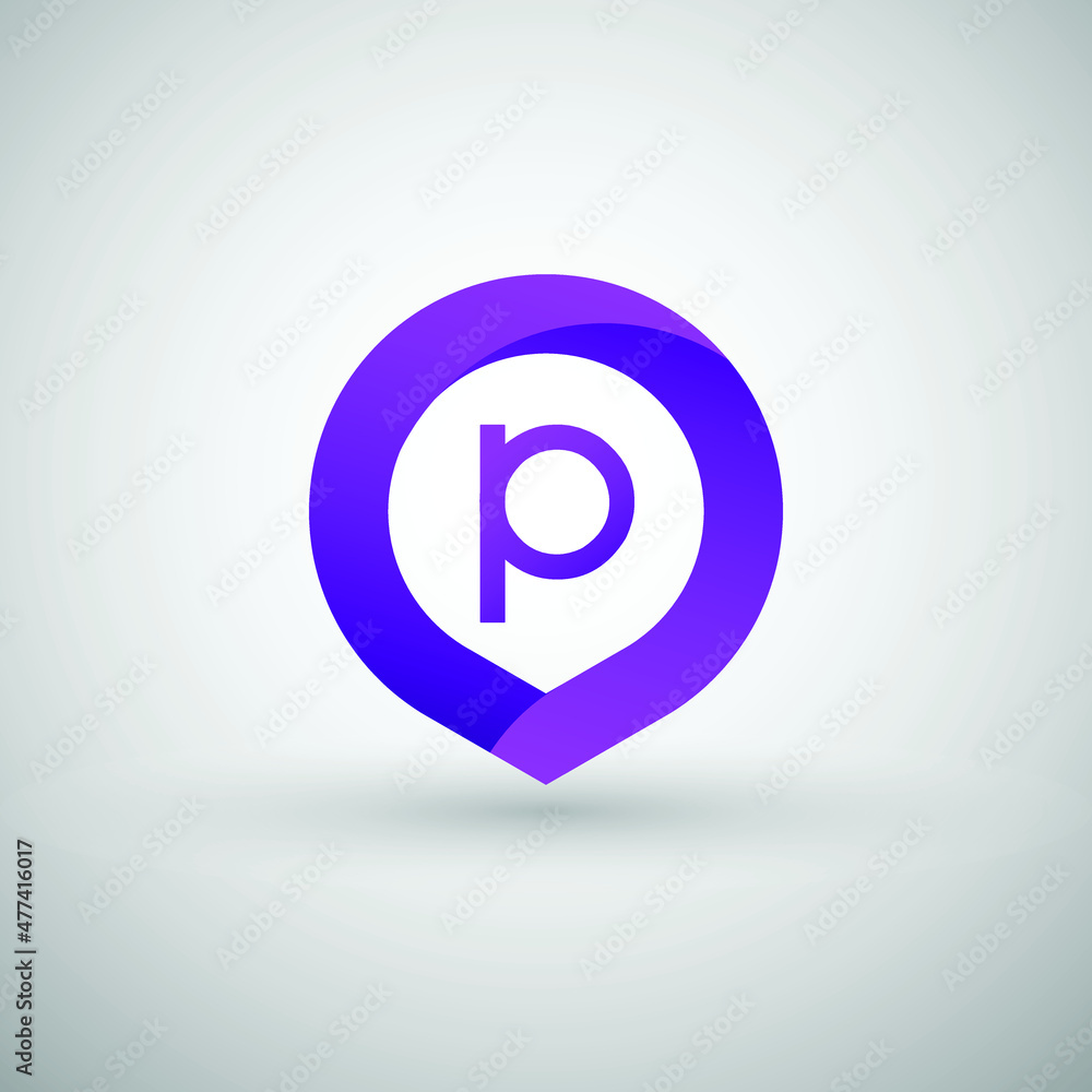 Abstract 3D Letter P Vector Logo Design. Modern and Creative Purple Gradient Letter P Circle Logo Design isolated on white background. - obrazy, fototapety, plakaty 