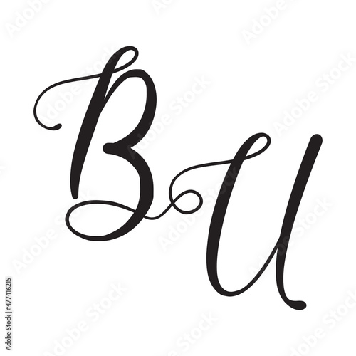 bu , ub, Calligraphic signature icon. Wedding Logo Monogram. modern symbol. Couples logo for wedding