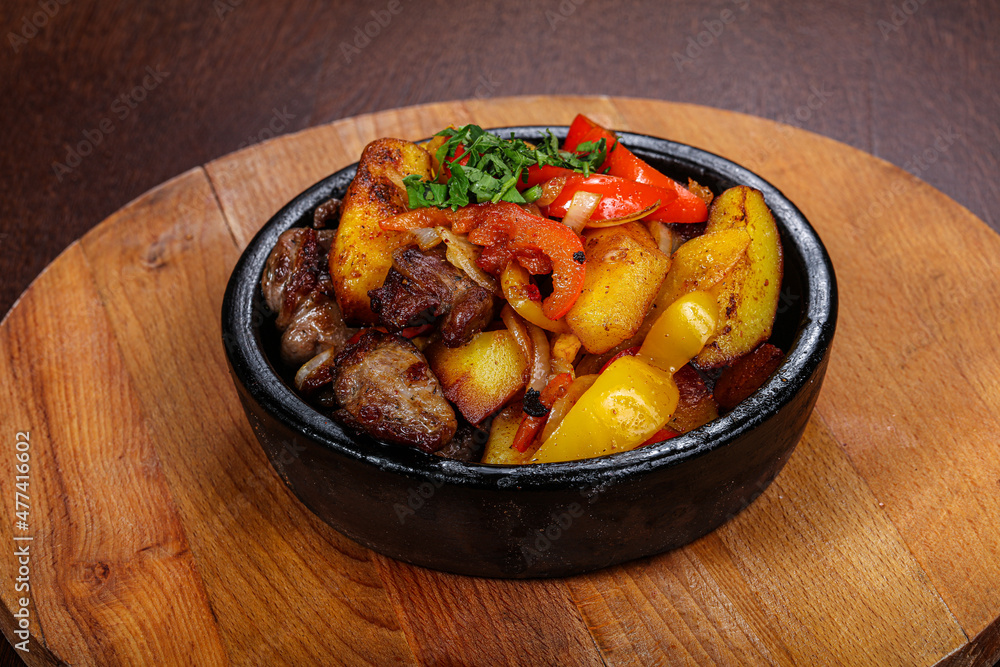 Georgian traditional cuisine - meat with potato Georgian traditional cuisine - meat with potato