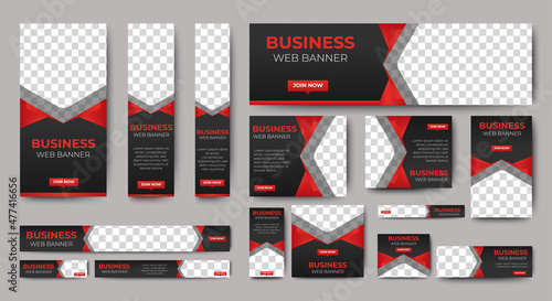 Abstract banner design web template Set, Horizontal header web banner. Modern Gradient Red cover header background for website design, Social Media Cover ads banner, flyer, invitation card