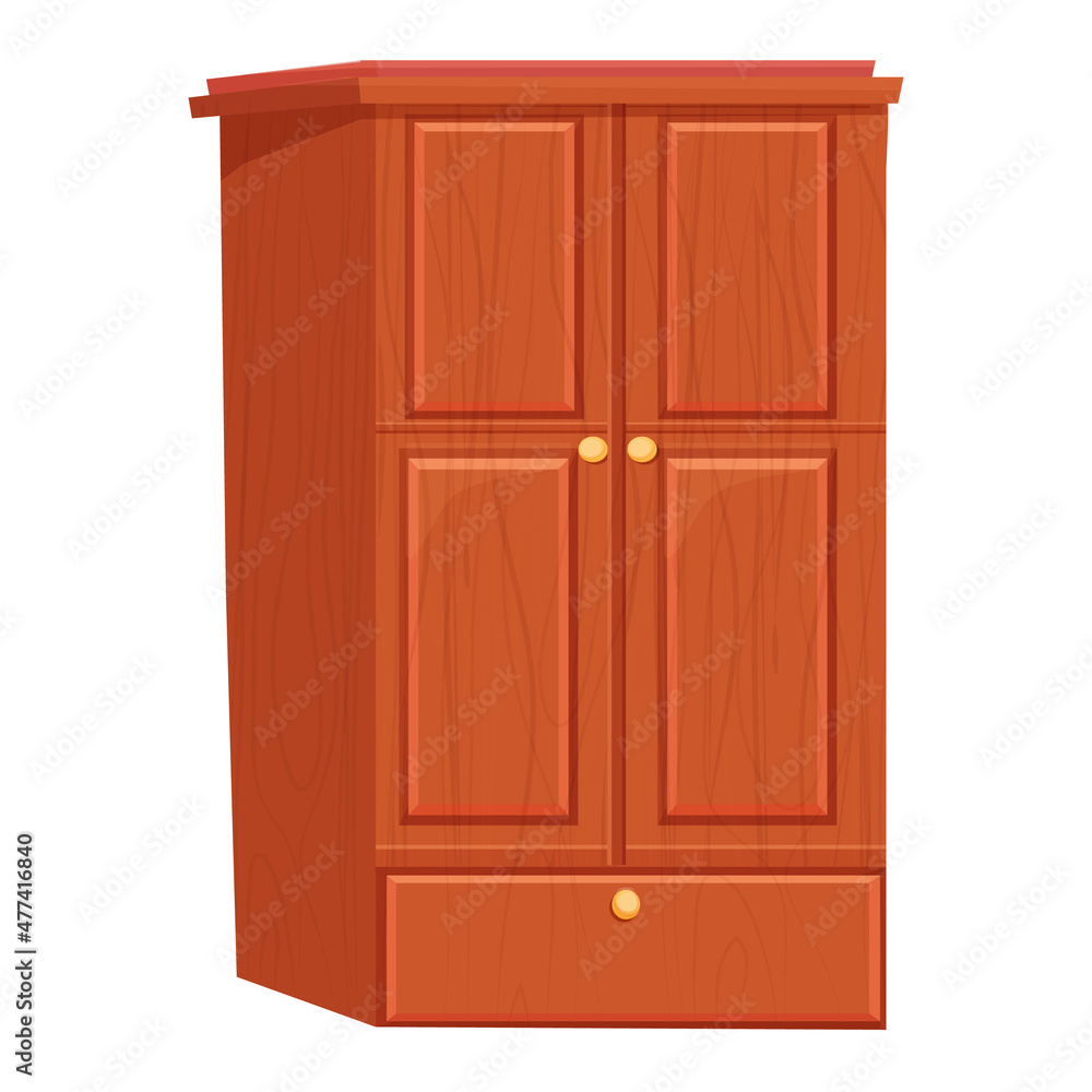 Wardrobe wooden interior furniture in cartoon style isolated on white background. Drawer, cupboard object. Textured home decoration, element. Wardrobe wooden interior furniture in cartoon style isolated on white background. Drawer, cupboard object. Textured home decoration, element.