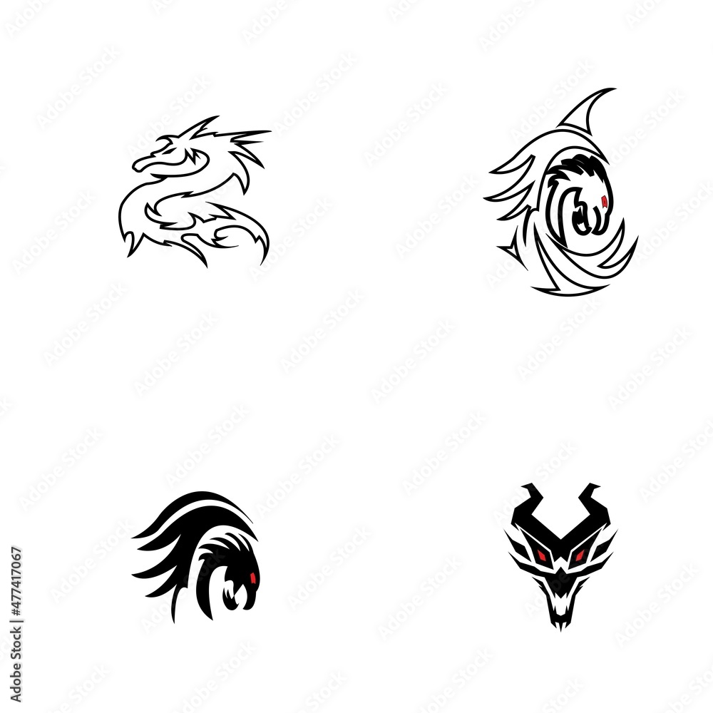 Fototapeta premium Dragon vector icon illustration design logo template