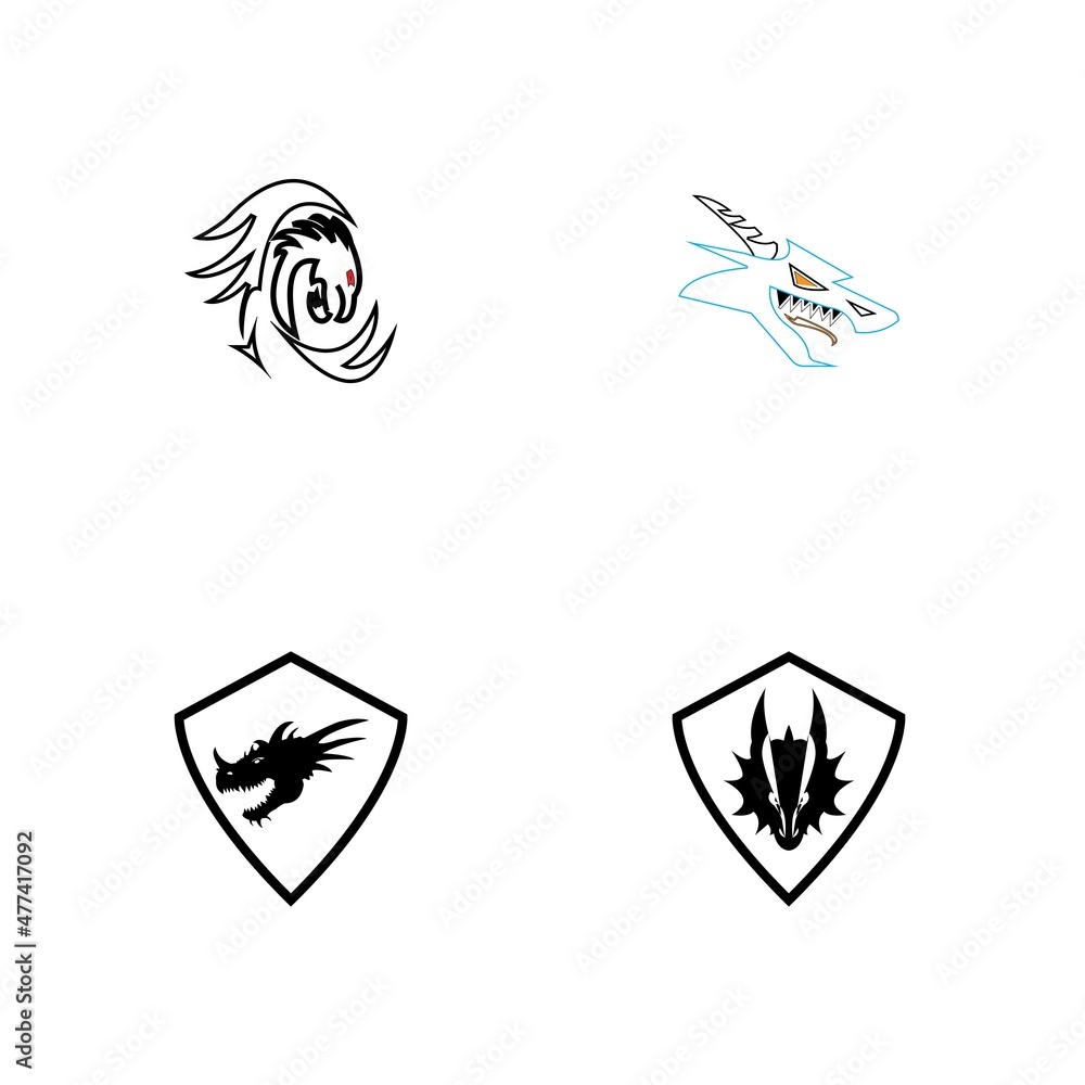 Obraz premium Dragon vector icon illustration design logo template