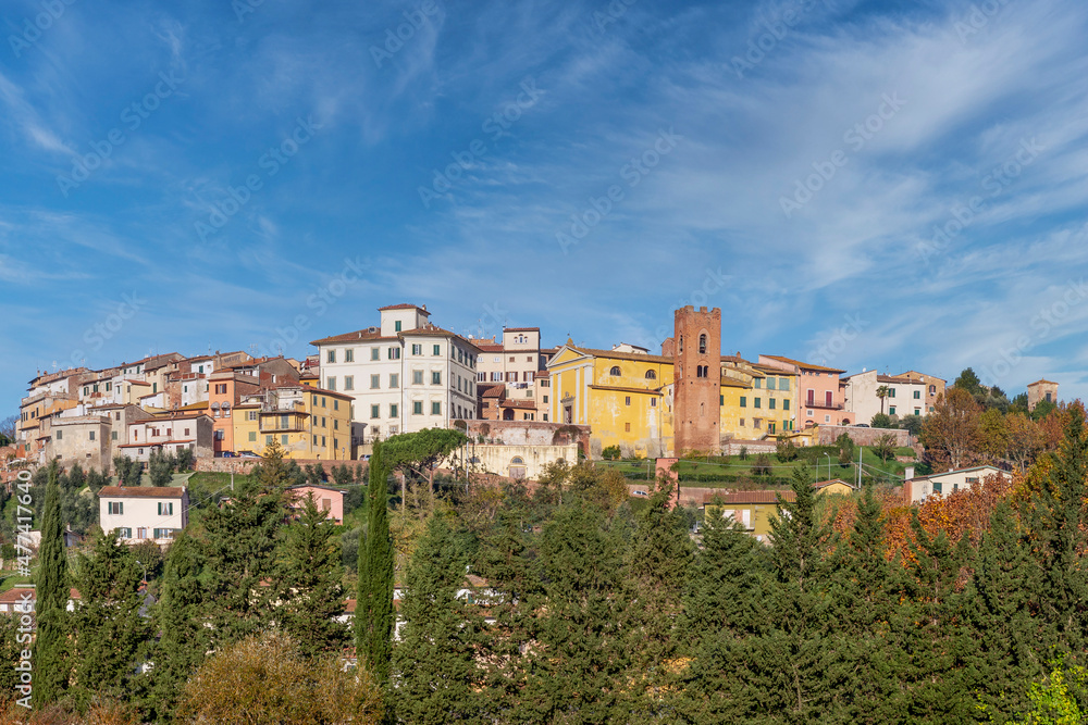 Beautiful panoramic view of the hilltop village of Santa Maria a Monte, Pisa, Italy