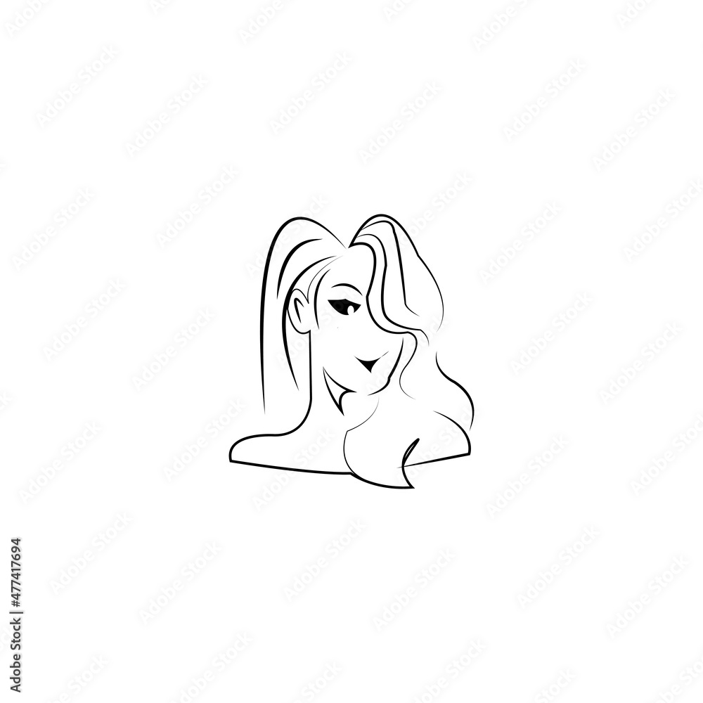 Woman face silhouette character illustration logo icon vector Woman face silhouette character illustration logo icon vector