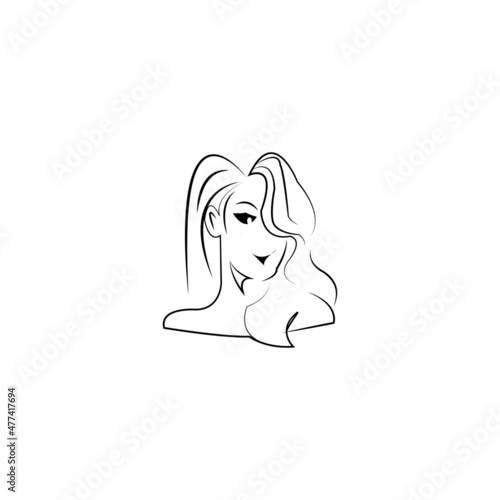 Woman face silhouette character illustration logo icon vector