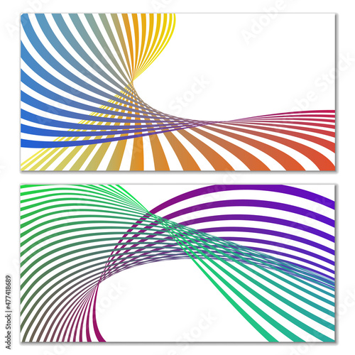 Wallpaper Mural Wavy lines or ribbons on a white background. Installed. Multicolored striped gradient. Creative unusual background with abstract gradient wave lines for creating trendy banner, poster. Vector eps Torontodigital.ca