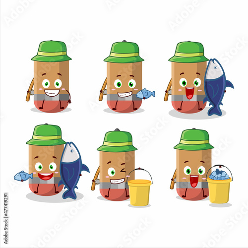 A fisherman Pencil cartoon picture catch a big fish