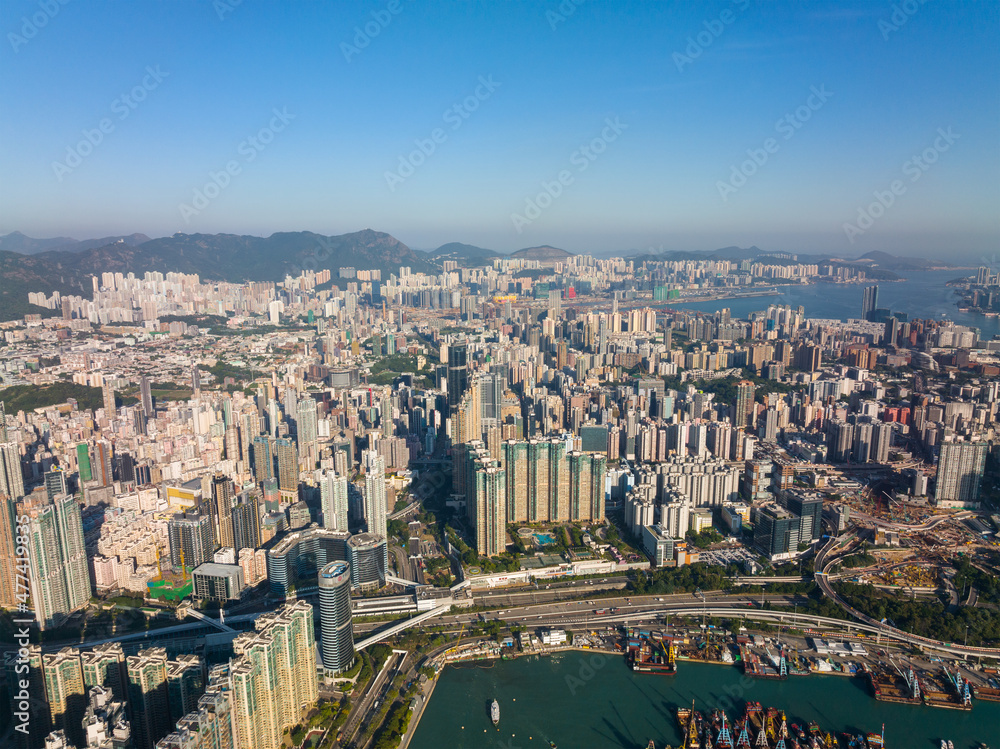 Obraz premium Top view of Hong Kong city