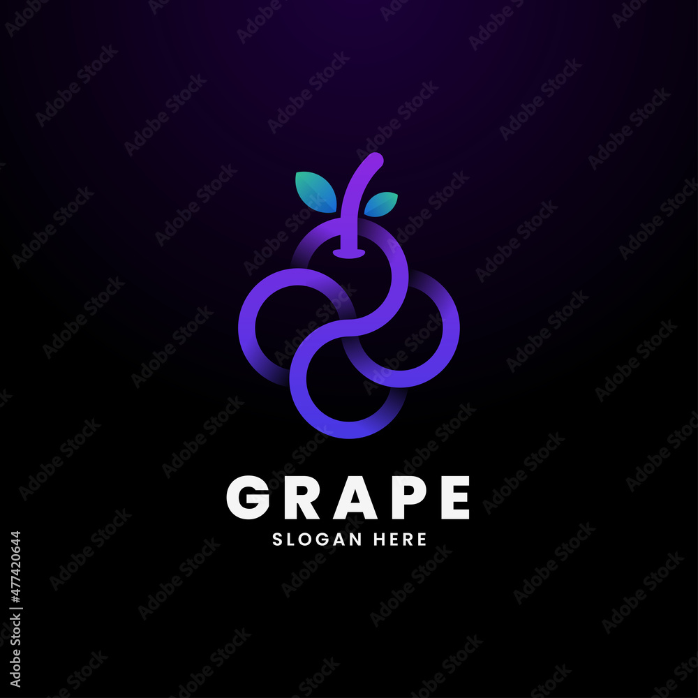 Fototapeta premium Vector Logo Illustration Grape Gradient Line Art Style.